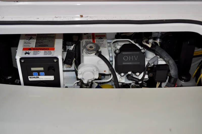  Yacht Photos Pics Engine compartment of 2019 Four Winns H350 OB with Kohler generator and OHV components.