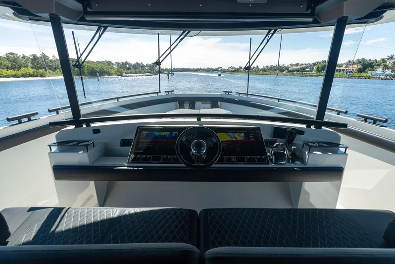 Dutchcraft Yacht Photos Pics Cockpit view of 2019 DutchCraft 56 Open yacht on a sunny day.