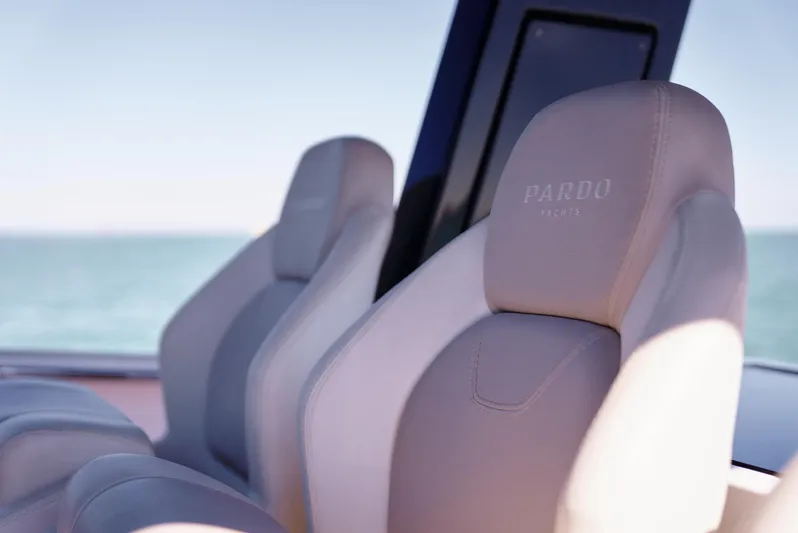  Yacht Photos Pics Luxurious seating on 2021 Pardo Yachts 38, featuring elegant design and comfort.