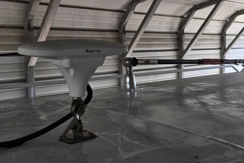  Yacht Photos Pics Rooftop view of 2025 Custom Boat 34 with mounted marine equipment.