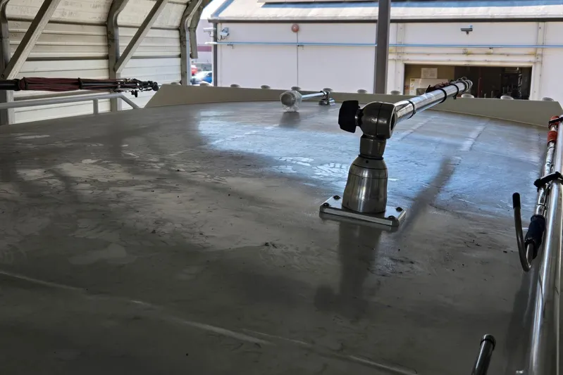  Yacht Photos Pics Rooftop view of 2025 Custom Boat 34 with mounted equipment.