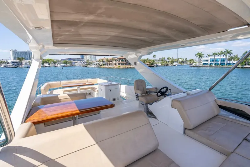  Yacht Photos Pics Luxurious 2016 Sea Ray L650 Fly yacht interior with spacious seating and scenic waterfront view.