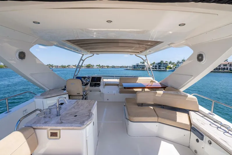  Yacht Photos Pics Luxurious 2016 Sea Ray L650 Fly yacht interior with seating and ocean view.
