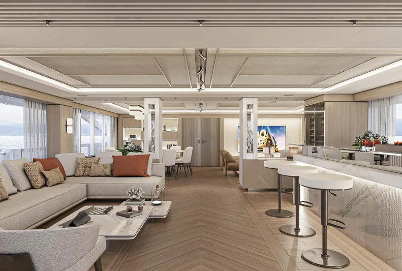 Numarine 47xp Yacht Photos Pics Luxurious interior of 2028 Numarine 47XP yacht with modern furnishings and elegant design.