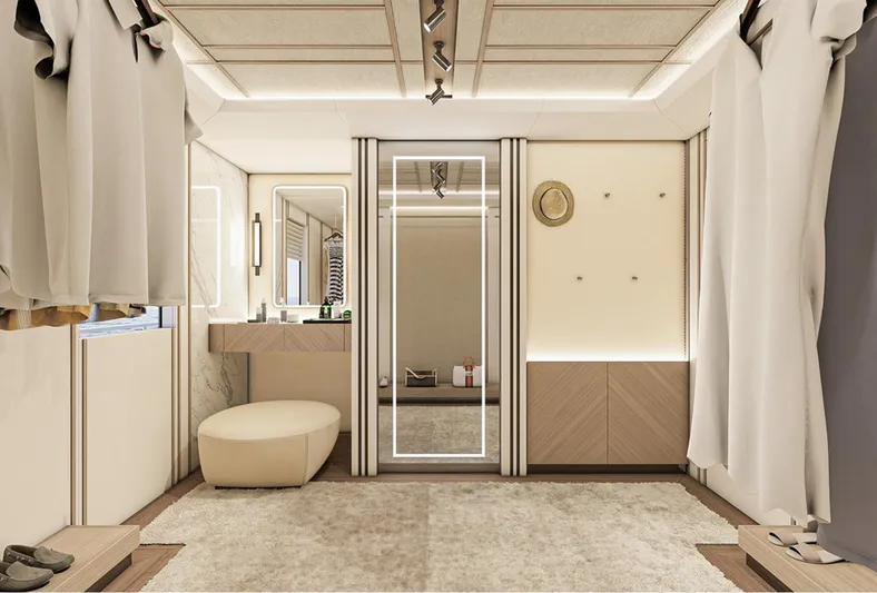 Numarine 47xp Yacht Photos Pics Luxurious interior of 2028 Numarine 47XP yacht with elegant decor and modern furnishings.