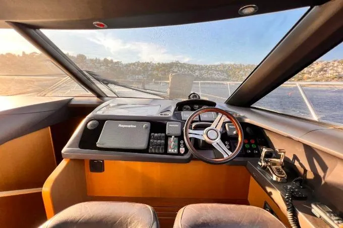  Yacht Photos Pics 2015 Princess Flybridge 52 Motor Yacht helm with panoramic sea view.