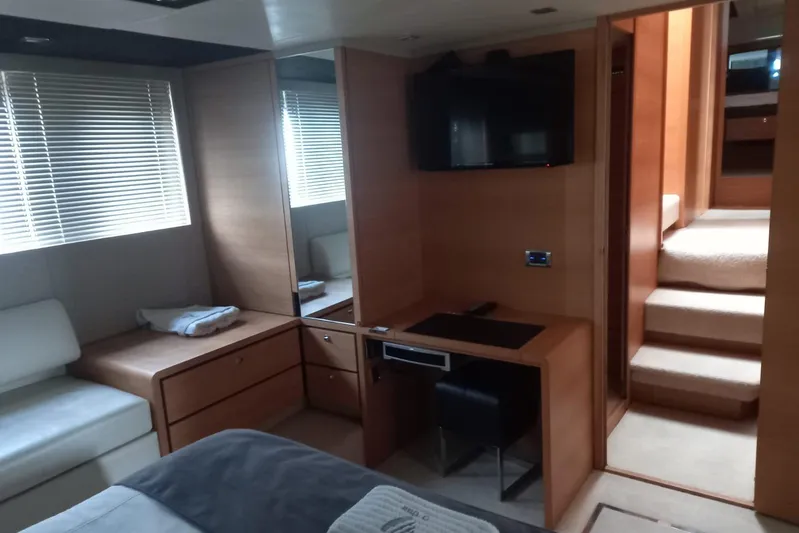 Zero One Yacht Photos Pics Luxurious interior of 2012 Fairline Squadron 65 yacht with modern furnishings and elegant design.