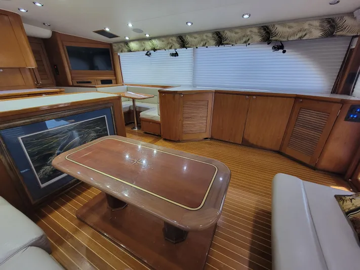  Yacht Photos Pics Luxurious interior of 1998 Buddy Davis 65 Carolina Custom yacht with wood finishes.