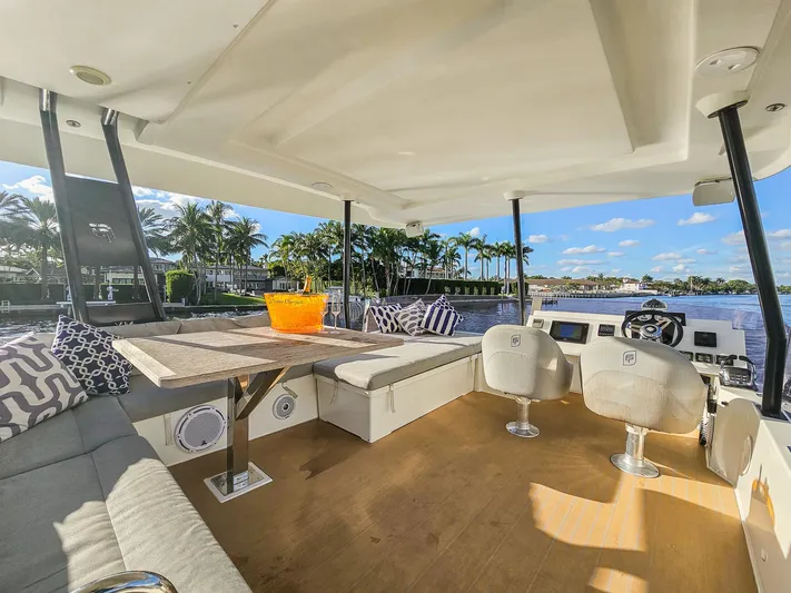 Floripa Yacht Photos Pics Luxurious 2017 Fountaine Pajot MY 37 yacht interior with seating, table, and scenic water view.