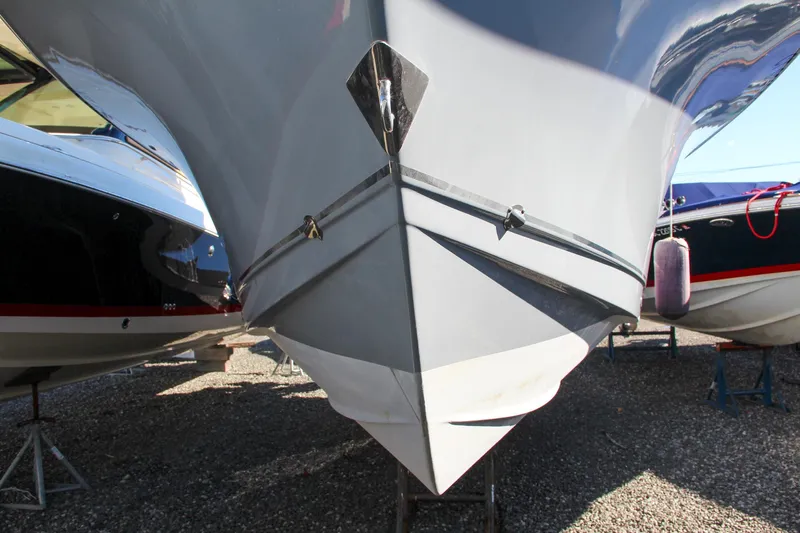  Yacht Photos Pics 2021 Sea Hunt Ultra 275 SE boat bow view in storage.