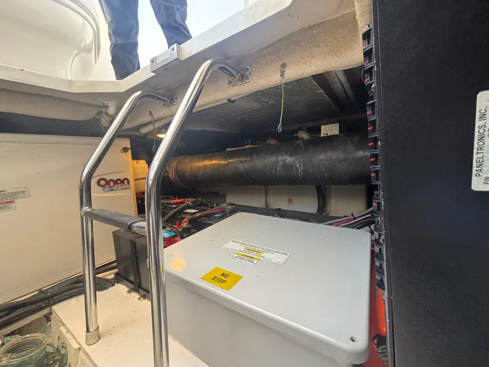 Lazy Days Yacht Photos Pics Engine room of a 2009 Sea Ray 44 Sedan Bridge yacht with Onan generator.