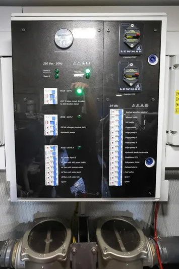 Mas Que Nada Yacht Photos Pics Electrical control panel on 2021 Greenline OceanClass 68 yacht.