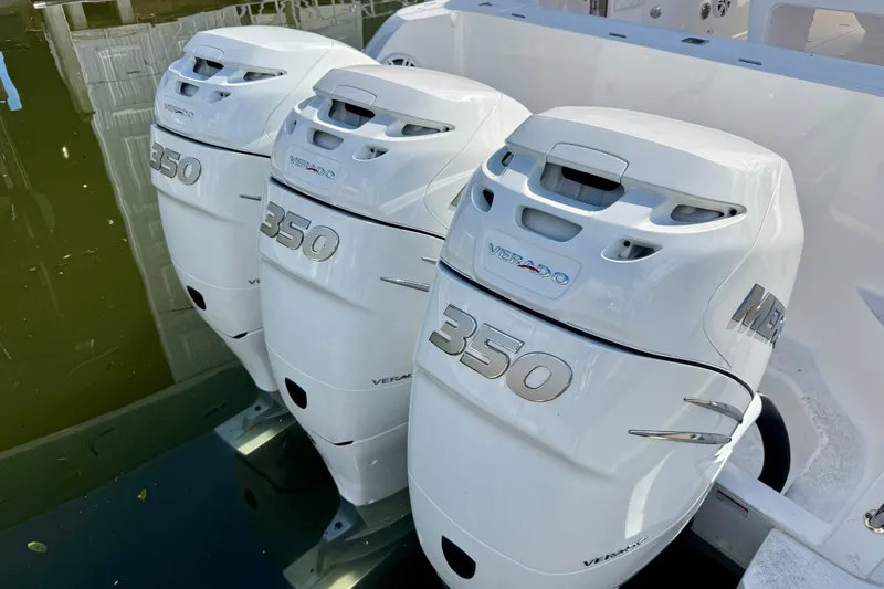  Yacht Photos Pics Triple Mercury Verado 350 engines on a 2022 Intrepid 409 Valor boat.