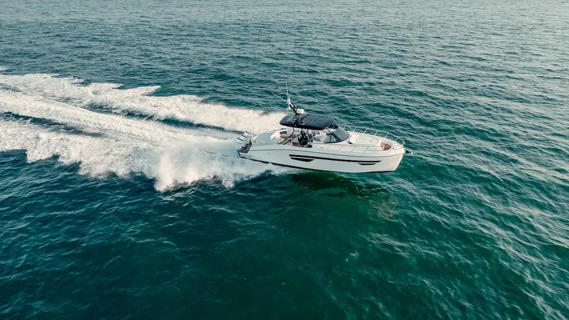 Build To Order Yacht Photos Pics 2024 Oryx 379 boat cruising on open water.