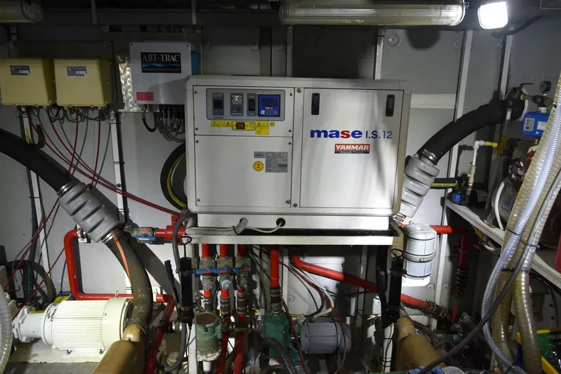 Alieva Yacht Photos Pics Engine room of 2010 Joubert-Nivelt ALIEVA 60 with Mase IS 12 generator.
