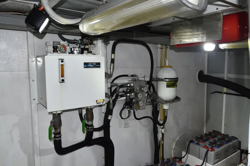 Alieva Yacht Photos Pics Engine room of 2010 Joubert-Nivelt ALIEVA 60 yacht with mechanical equipment.