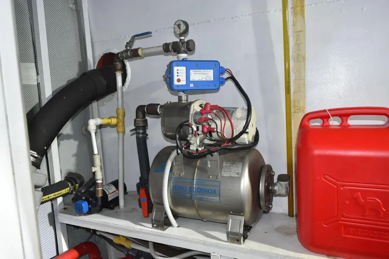 Alieva Yacht Photos Pics Engine room equipment of Joubert-Nivelt ALIEVA 60 yacht, 2010 model, featuring a pump system.
