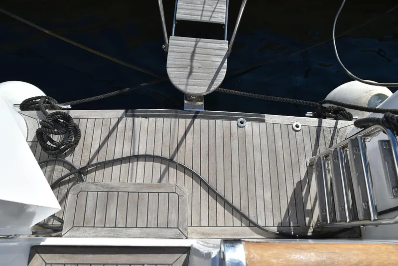 Alieva Yacht Photos Pics Deck of 2010 Joubert-Nivelt ALIEVA 60 yacht with ropes and ladder.