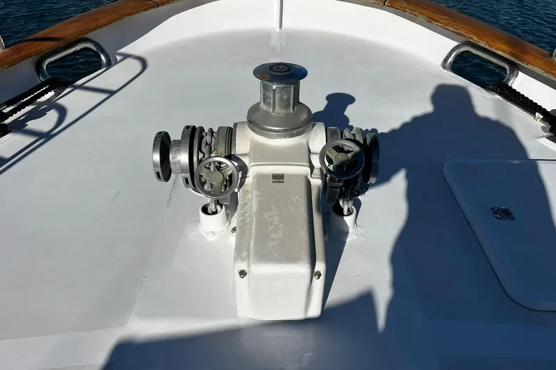 Alieva Yacht Photos Pics Deck of 2010 Joubert-Nivelt ALIEVA 60 yacht with anchor winch system.