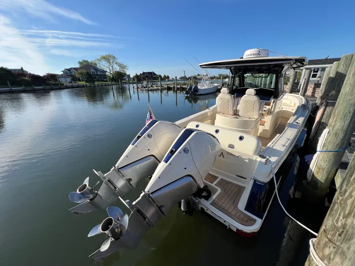 Sea Senora Yacht Photos Pics 2022 Chris-Craft Catalina 30 docked with twin outboard engines.