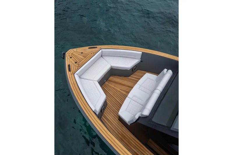 Maxim Yachts | Max43 Race Yacht Photos Pics Luxurious 2026 Maxim Yachts 43 with elegant teak deck and plush seating.