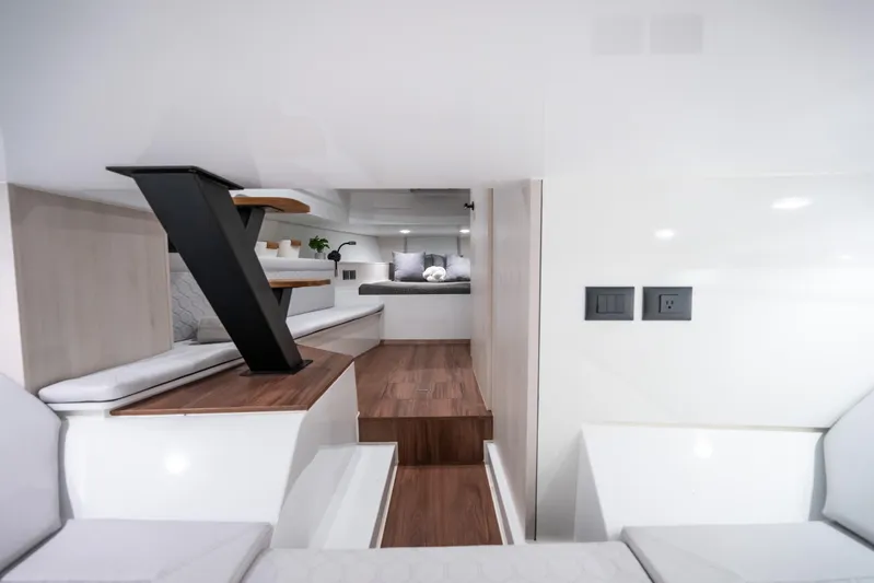 Maxim Yachts | Max43 Race Yacht Photos Pics Luxurious interior of 2026 Maxim Yachts 43 Race, featuring modern design and comfortable seating.