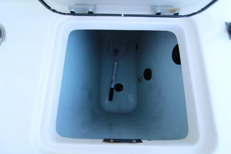 Better Than Most Yacht Photos Pics Open storage compartment on 2015 Boston Whaler 320 Outrage boat.