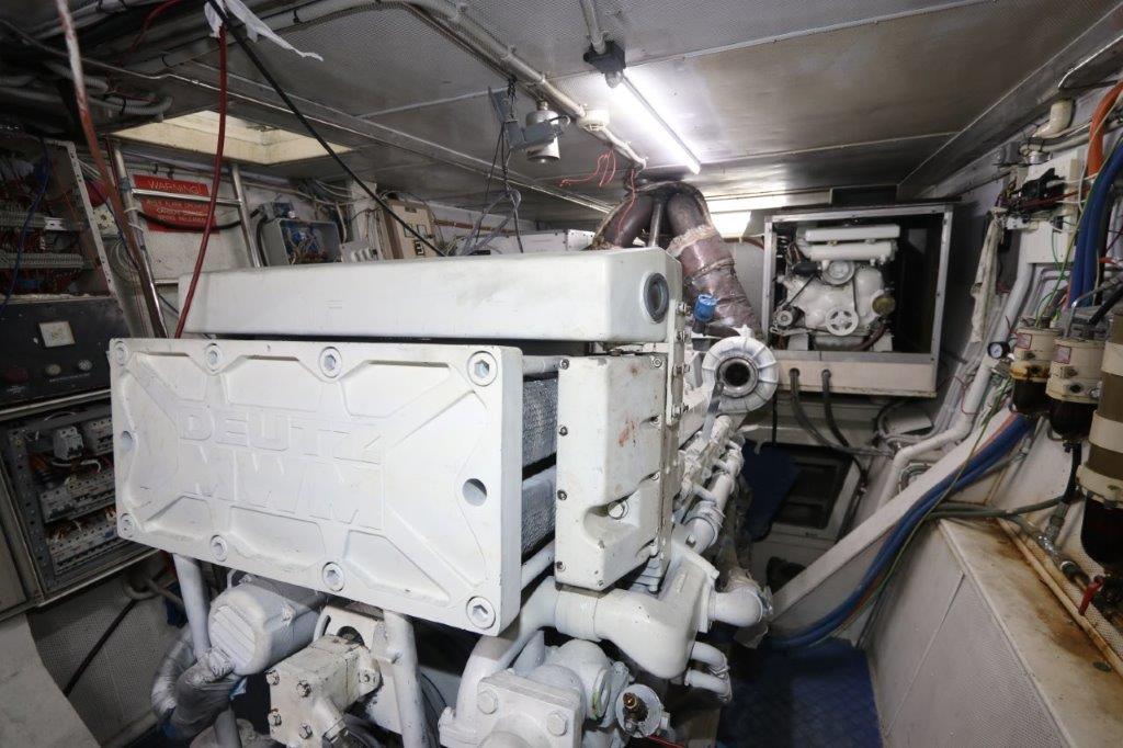 Engine room of a 1996 Mares Motor Yacht with Deutz engine.