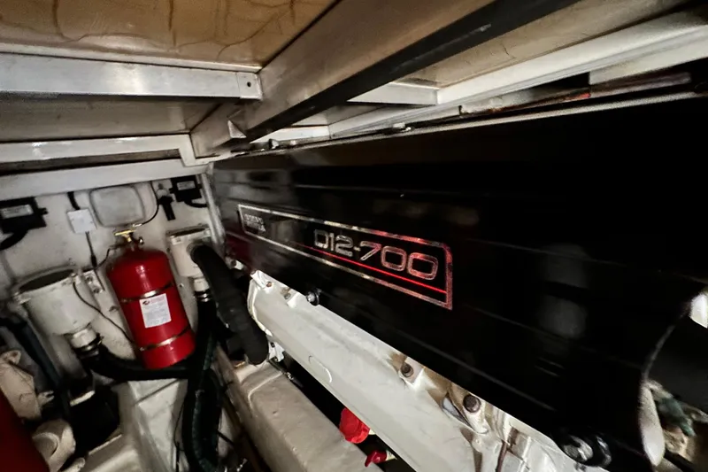  Yacht Photos Pics Engine room of 2001 Princess 56 yacht with Volvo Penta D12-700 engine.