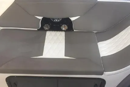  Yacht Photos Pics 2025 Hanover 305 Gray & Black Edition boat seating with quilted design and modern accents.