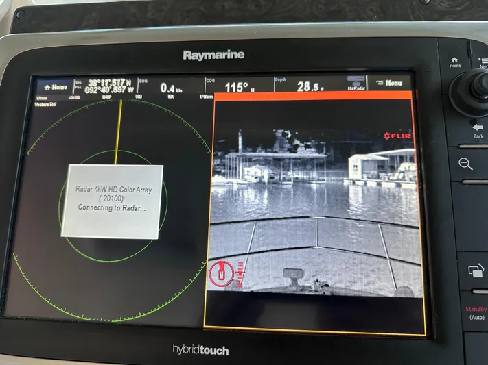  Yacht Photos Pics Raymarine display on 2013 Sea Ray 410 Sundancer showing radar and FLIR thermal imaging.