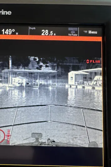  Yacht Photos Pics Thermal navigation display on 2013 Sea Ray 410 Sundancer, showing water depth and surroundings.