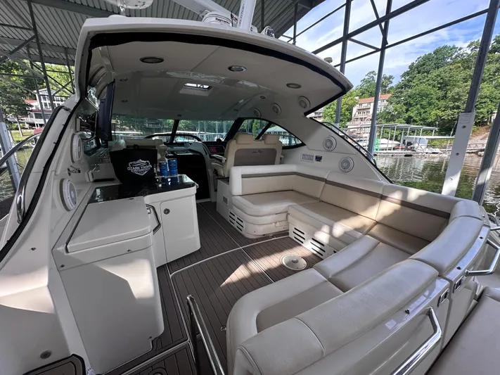  Yacht Photos Pics Luxurious 2013 Sea Ray 410 Sundancer yacht interior with spacious seating and modern amenities.