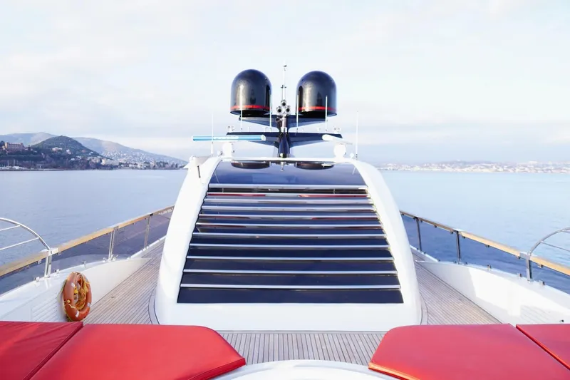 Euphoria II Yacht Photos Pics Luxurious Mayra Yachts 50m, 2016 model, cruising on serene waters with scenic coastal backdrop.