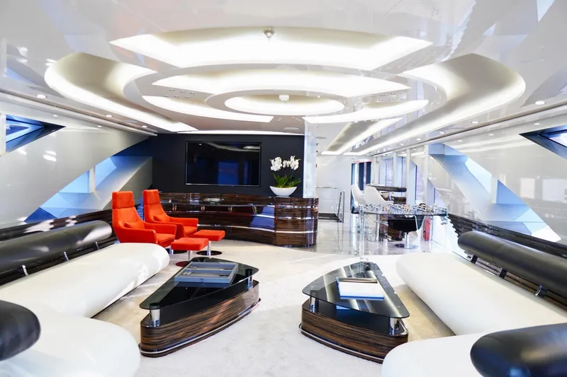 Euphoria II Yacht Photos Pics Luxurious interior of 2016 Mayra Yachts 50m, featuring modern design and elegant furnishings.