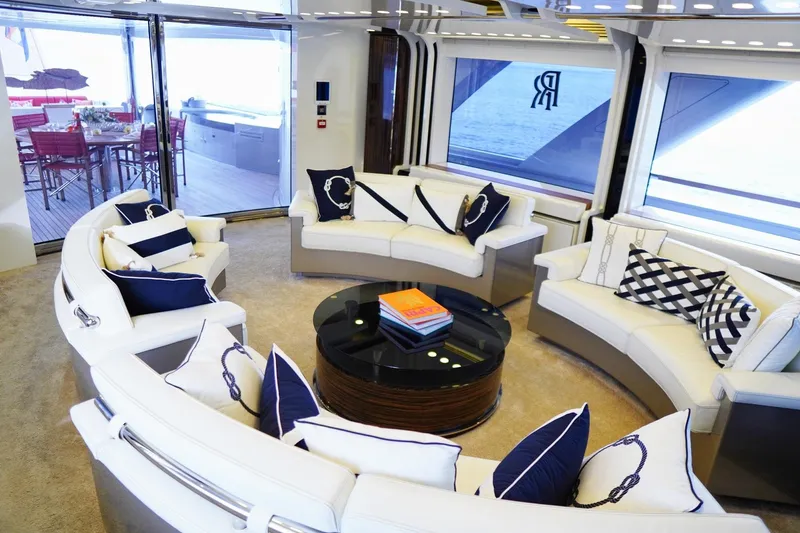 Euphoria II Yacht Photos Pics Luxurious Mayra Yachts 50m 2016 interior with elegant seating and nautical-themed decor.