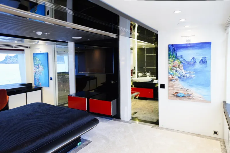 Euphoria II Yacht Photos Pics Luxurious Mayra Yachts 50m interior, featuring elegant bedroom and modern bathroom, 2016 model.