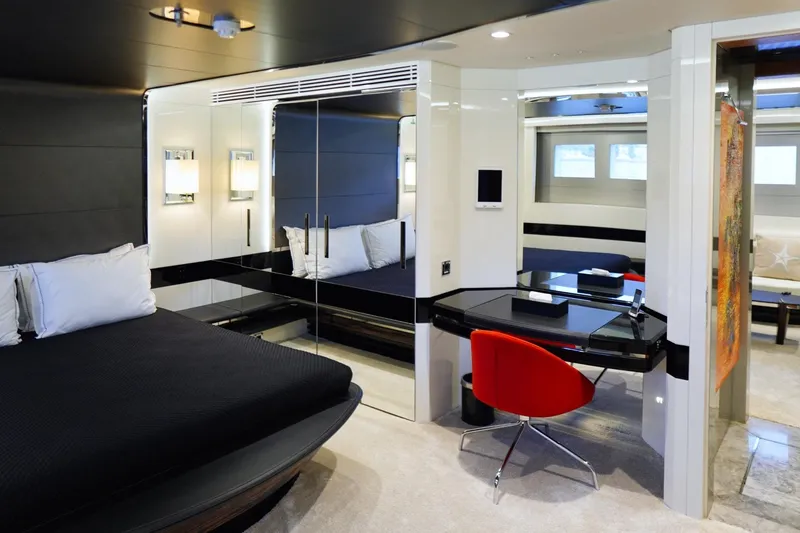 Euphoria II Yacht Photos Pics Luxurious Mayra Yachts 50m 2016 interior with modern bedroom and sleek furnishings.