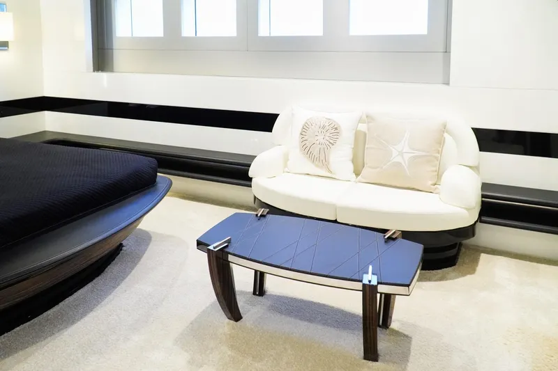 Euphoria II Yacht Photos Pics Luxurious Mayra Yachts 50m 2016 interior with elegant sofa and modern table.