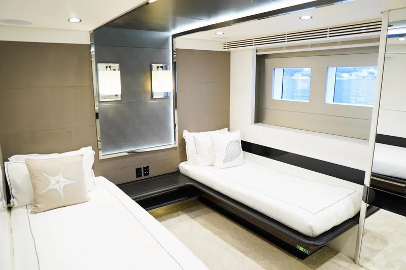Euphoria II Yacht Photos Pics Luxurious Mayra Yachts 50m 2016 interior cabin with twin beds and modern decor.