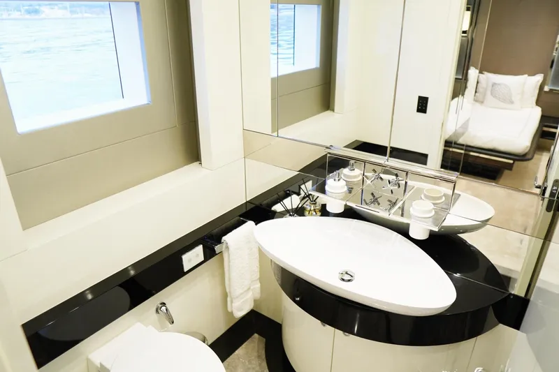 Euphoria II Yacht Photos Pics Luxurious bathroom on 2016 Mayra Yachts 50m, featuring modern sink and elegant design.