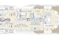 Euphoria II Yacht Photos Pics Deck layout of 2016 Mayra Yachts 50m luxury yacht, featuring lounge and wheelhouse.