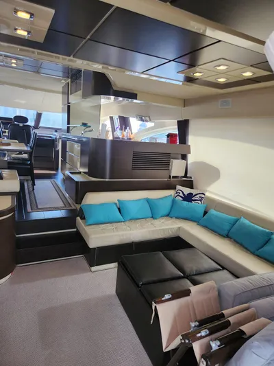  Yacht Photos Pics Luxurious interior of a 2014 Azimut Flybridge yacht with modern seating and elegant design.
