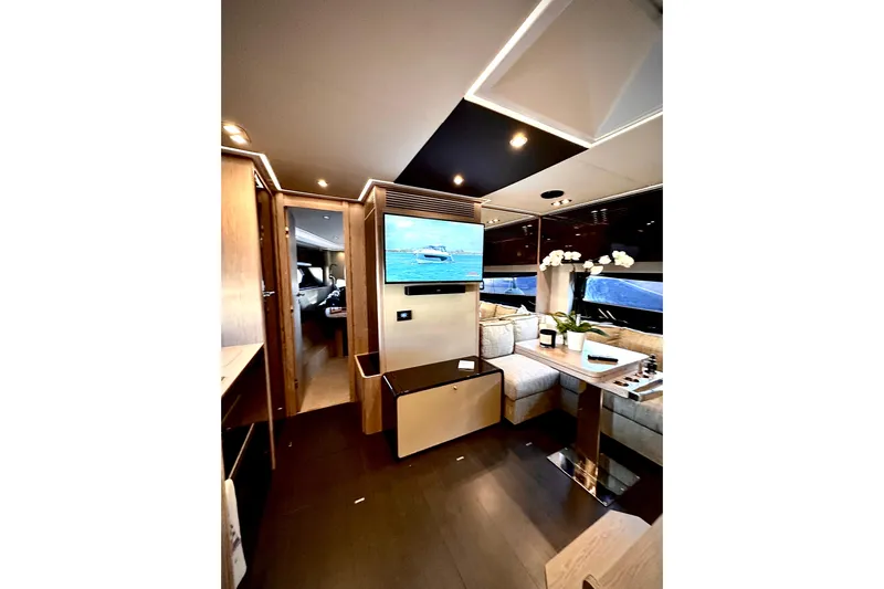 Bellisima Yacht Photos Pics Luxurious interior of 2019 Azimut Atlantis 51 yacht with modern furnishings and elegant decor.