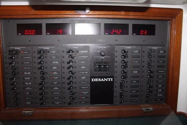 M.a.c. Daddy Yacht Photos Pics Electrical control panel of 2005 Custom DeSanti Carolina Express boat.