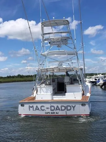M.a.c. Daddy Yacht Photos Pics Custom 2005 DeSanti Carolina Express boat, "MAC-DADDY," on water, Cape May, NJ.