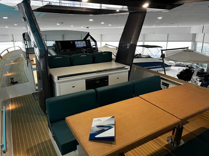 Fiart 39 Sw Yacht Photos Pics 2024 Fiart 39 Seawalker yacht interior with modern seating and navigation console.