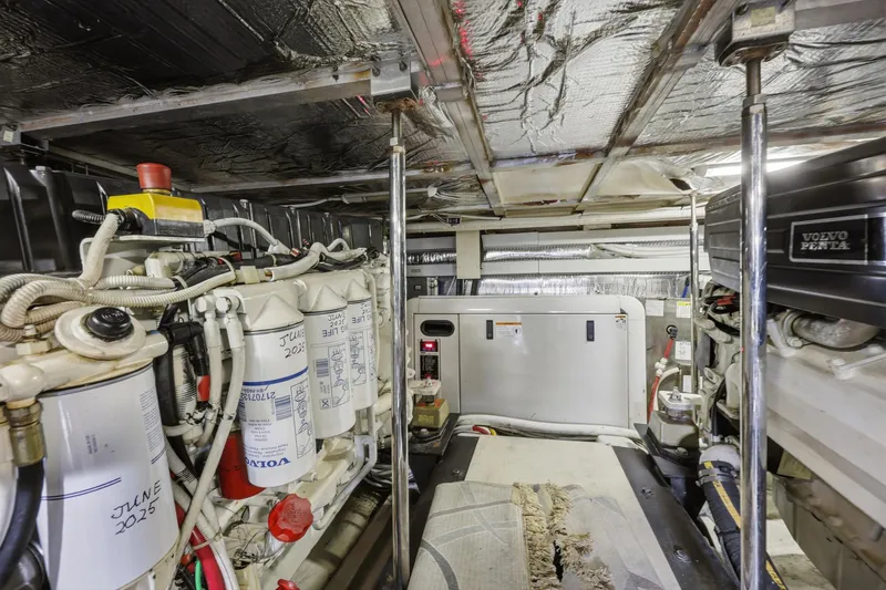 Endymion Yacht Photos Pics Engine room of a 2006 Carver 56 Voyager yacht with Volvo Penta components.
