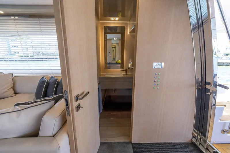 Sea Metri V Yacht Photos Pics Interior of 2017 Amer 94 yacht with modern design and cozy seating area.