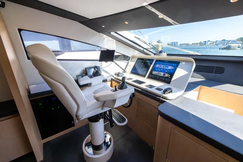 Sea Metri V Yacht Photos Pics Modern yacht cockpit with advanced navigation systems, Amer 94 model, 2017.
